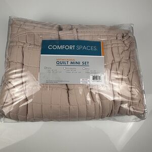 Comfort Spaces Kienna Quilt Mini Set Twin Blush Pink Antimicrobial 2pc Open Box